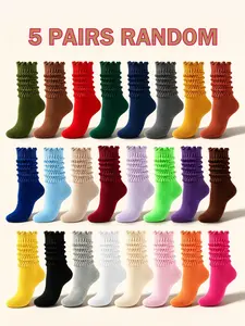 Women's Pleated Casual Stockings, Retro Ruched Thigh-High Comfortable Long Tube Socks, All Seasons Wave Print Slim-Fitting Knit