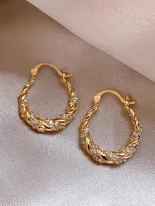 1 Pair Pretty Cubic Zirconia Hoop Shape Earrings Statement Earrings For Women For Wedding Engagement Anniversary Party Jewelry Valentine's Day Gift