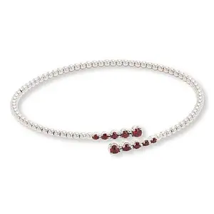 Colleen Lopez Sterling Silver Gemstone Bar Flexible Bangle Bracelet