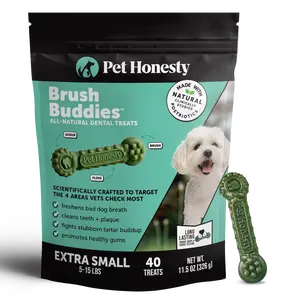 Brush Buddies All-Natural + Long Lasting Dental Treats for Extra Small Sized Dogs - 40 Count