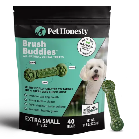 Brush Buddies All-Natural + Long Lasting Dental Treats for Extra Small Sized Dogs - 40 Count
