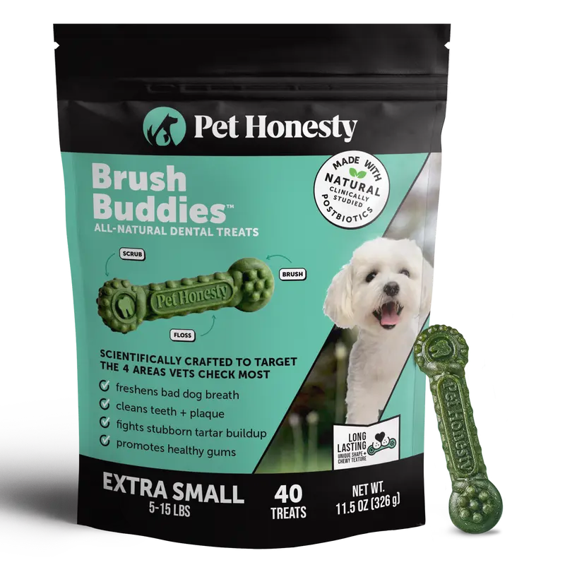 Brush Buddies All-Natural + Long Lasting Dental Treats for Extra Small Sized Dogs - 40 Count