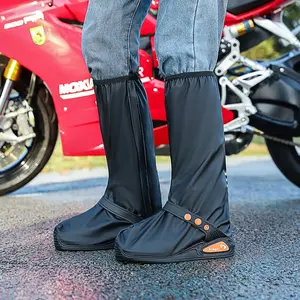 Thick Durable High-Cut Waterproof Shoe Covers, Premium PVC Booties, Ideal for Motorcycle Riding, Outdoor Activities, Rainy Weather