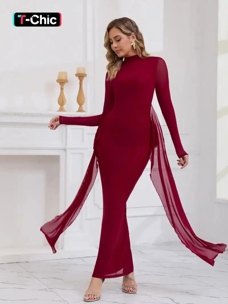 backless long sleeve black dress