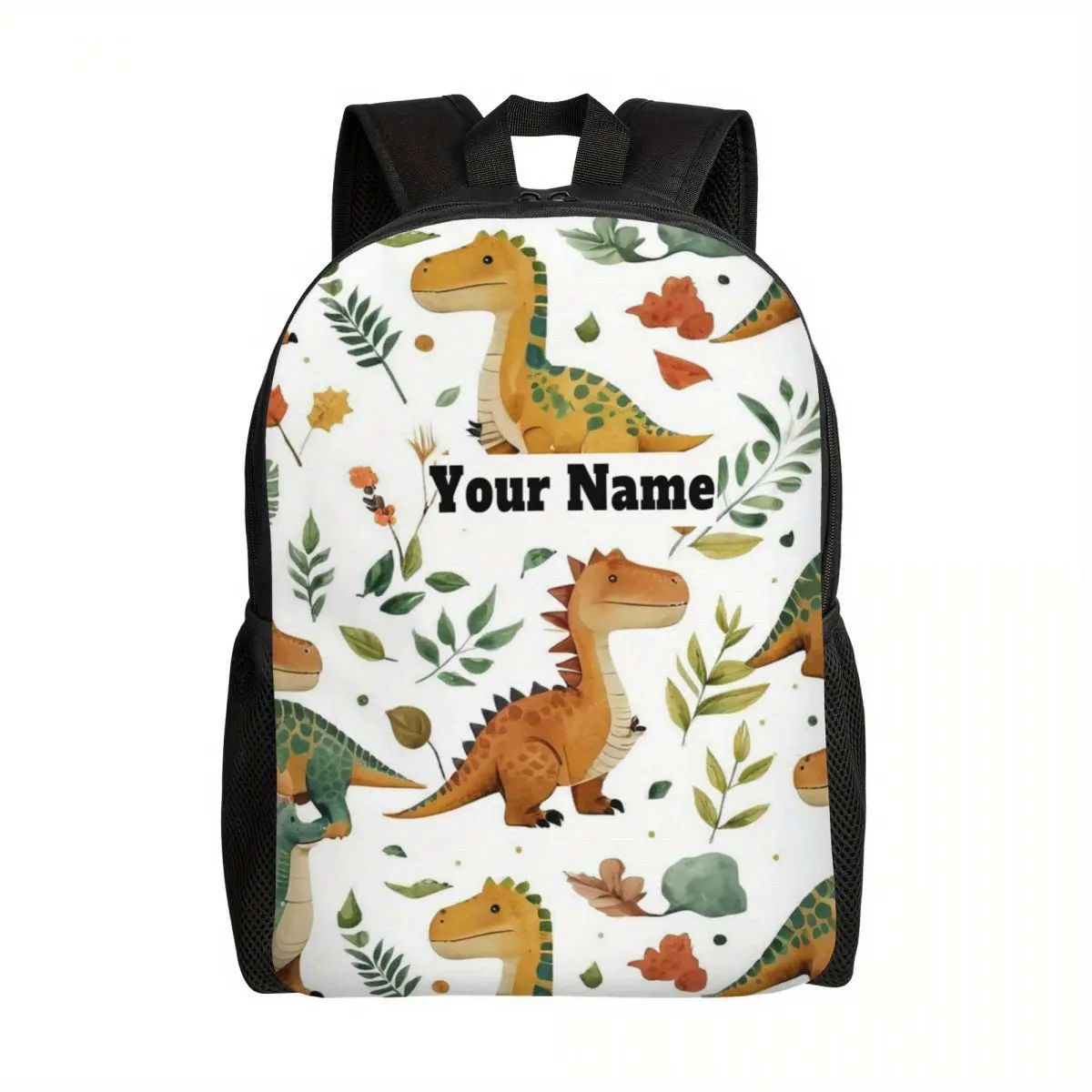 Customized cartoon dinosaur leaf backpack, personalized name added backpack, youth shoulder bag, daily backpack, customized laptop bag, suitable for college outdoor use, suitable for teenagers
