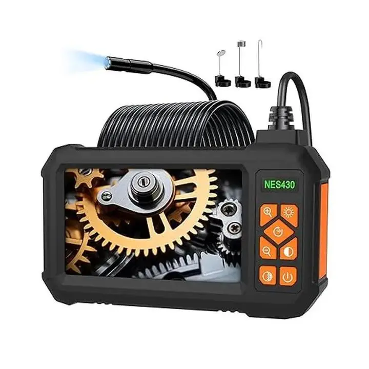 Camera with Screen waterproof Endoscope with 8 Adjustable lights,3.28ft Semi-rigid Snake cable,Inspection Scope for Improvement Gifts for Men