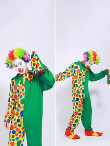 Adult Funny Clown Costume Set with Hat, 2 Piece Dance for Holiday Parties and Role Play, Suitable for Various Occasions