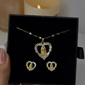 Virgencita Heart Necklace/Earrings set