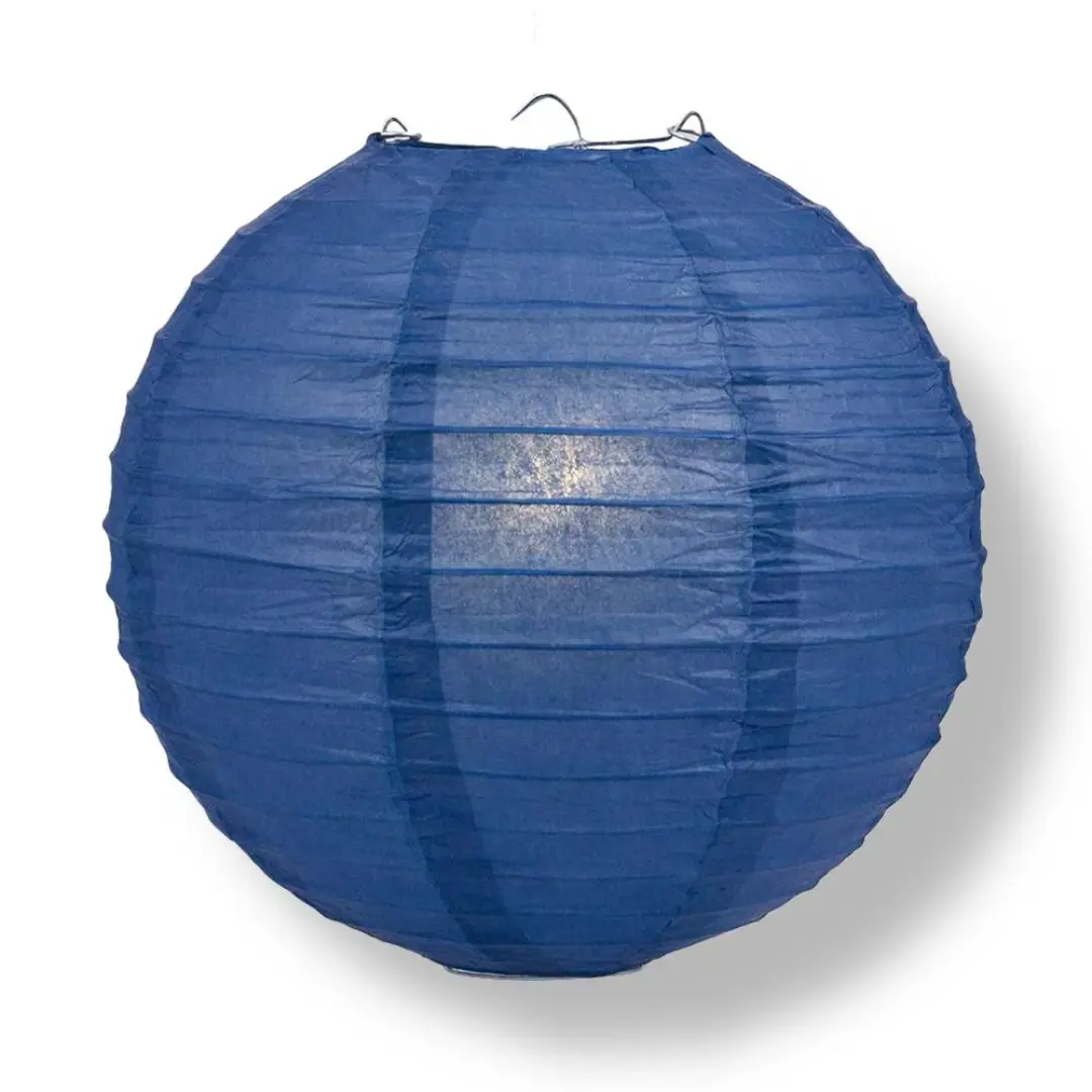 Navy Blue Wire Frame Spherical Paper Lantern