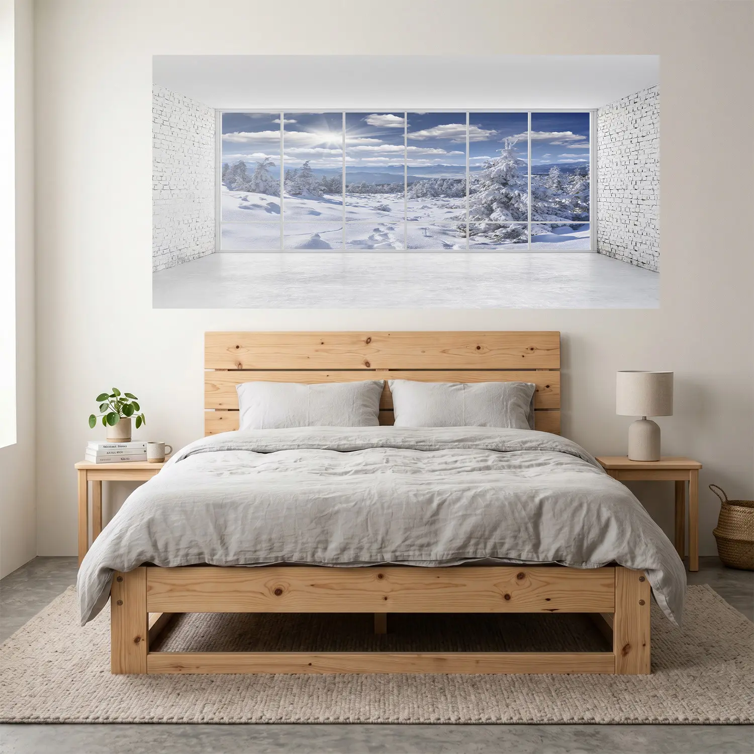 Self-Adhesive PVC Bed Head Sticker, Snow Scene Theme, Easy Peel and Stick, Beautiful and Pure Design, Wall Decor Sticker