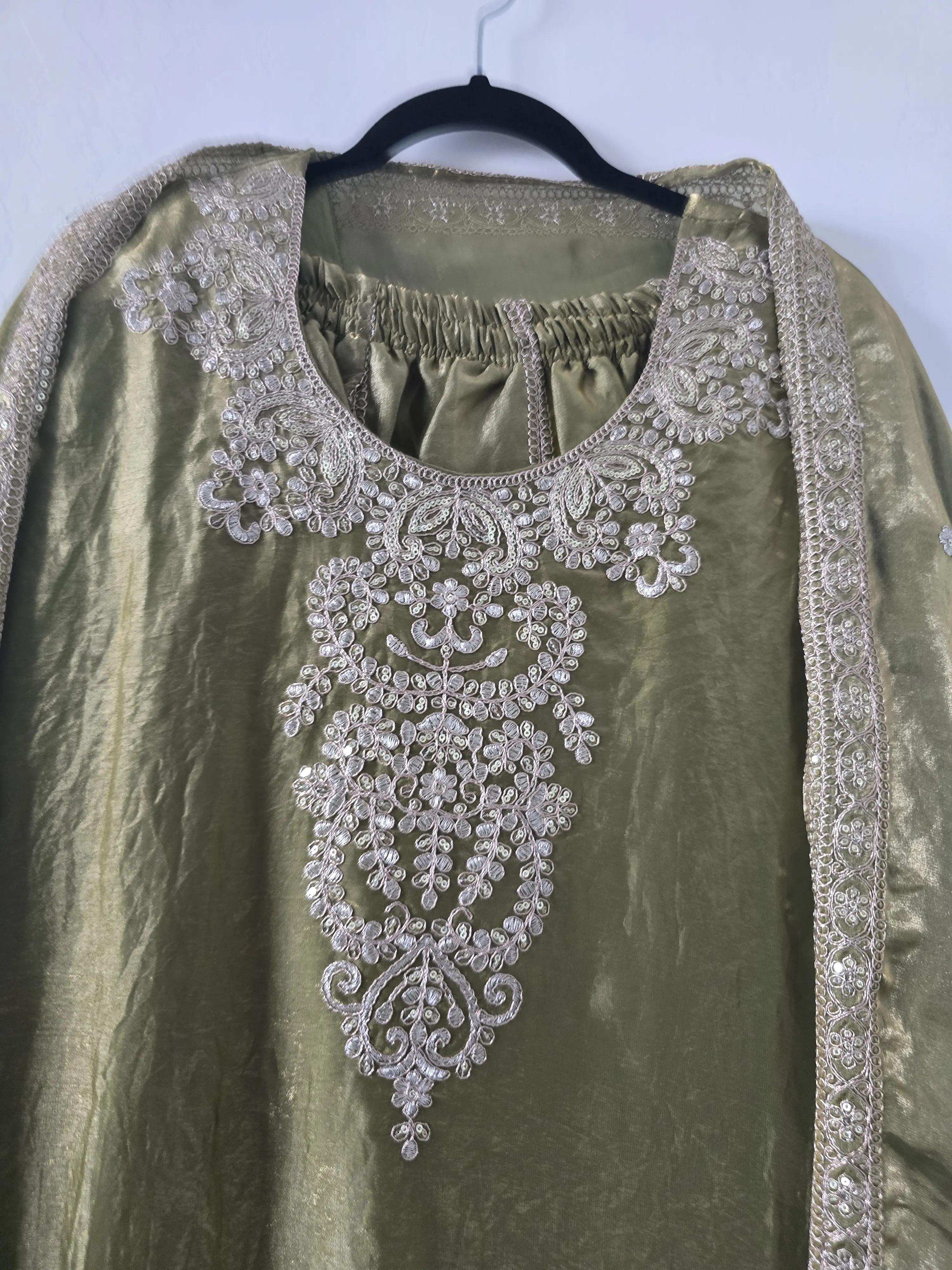 3peace plus size Olive Green Partywear Sharara Suit Asian Clothes Lightweight Matching