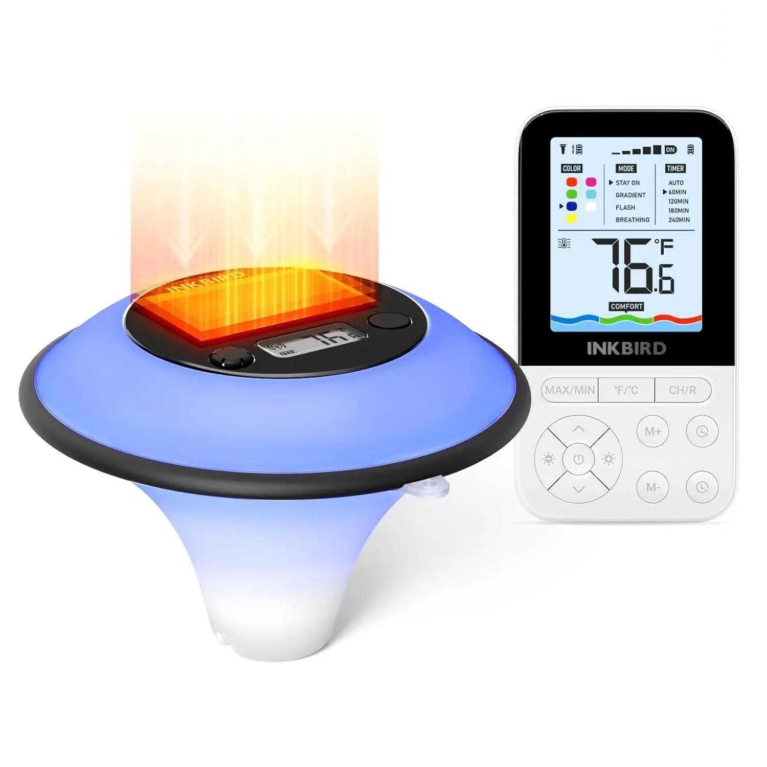 INKBIRD floating wireless thermometer, 1 with indoor temperature and humidity monitor, suitable for swimming pools, bathtubs, ponds, aquariums