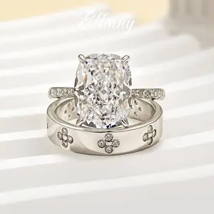 Effinny Jewelry 5.0ct Cushion Cut Wedding Ring Set in 925 Sterling Silver, Women's  Ring Set, 5A Grade Cubic Zirconia Anniversary Ring for Daily