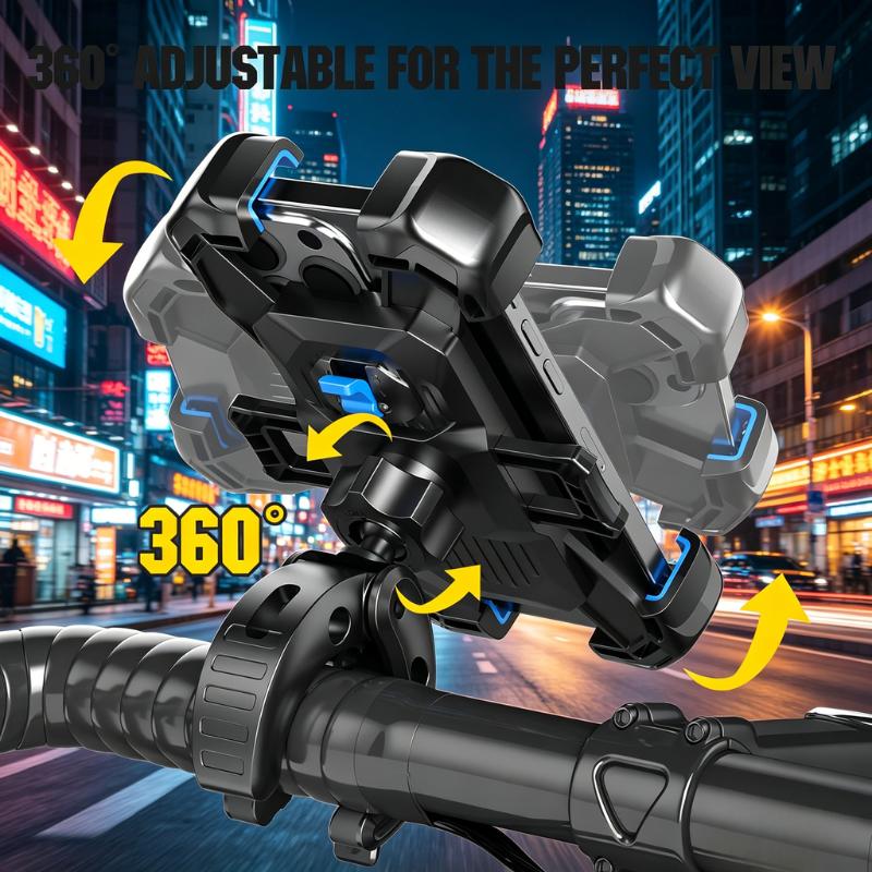 Motorcycle Phone Mount | 1s Auto Lock Anti-Drop, 360° Rotatable, Fits iPhone/Samsung 4.7-7.0" (Bike/ATV/Scooter)