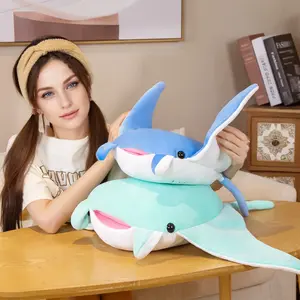 Manta Ray Mermaid Plush Toy, Stuffed Manta Fish Ocean Series, Aquarium Sea Life Figure, Hugging Pillow, Birthday Creative Party Gift, Home Decor