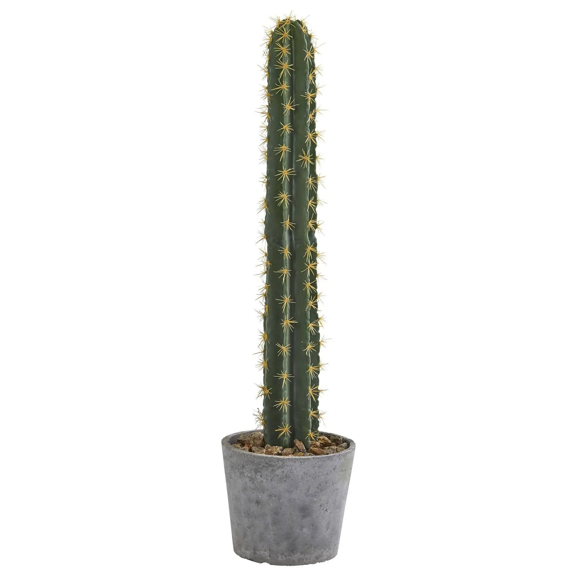 41" Faux Synthetic Cactus in Stone Planter - Home Decor, Room Decor, Botanical Aesthetic Accent for Indoor Home Supplies
