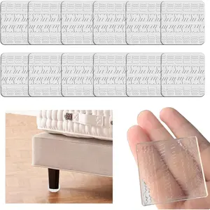 Clear Non Skid Furniture Grippers, 12 count Rubber Non Slip Furniture Pads, Self Adhesive Anti Slip Furniture Pads, Anti Slide Hardwood Floors Protectors for Keep Couch Stoppers (2.36 inch Square)