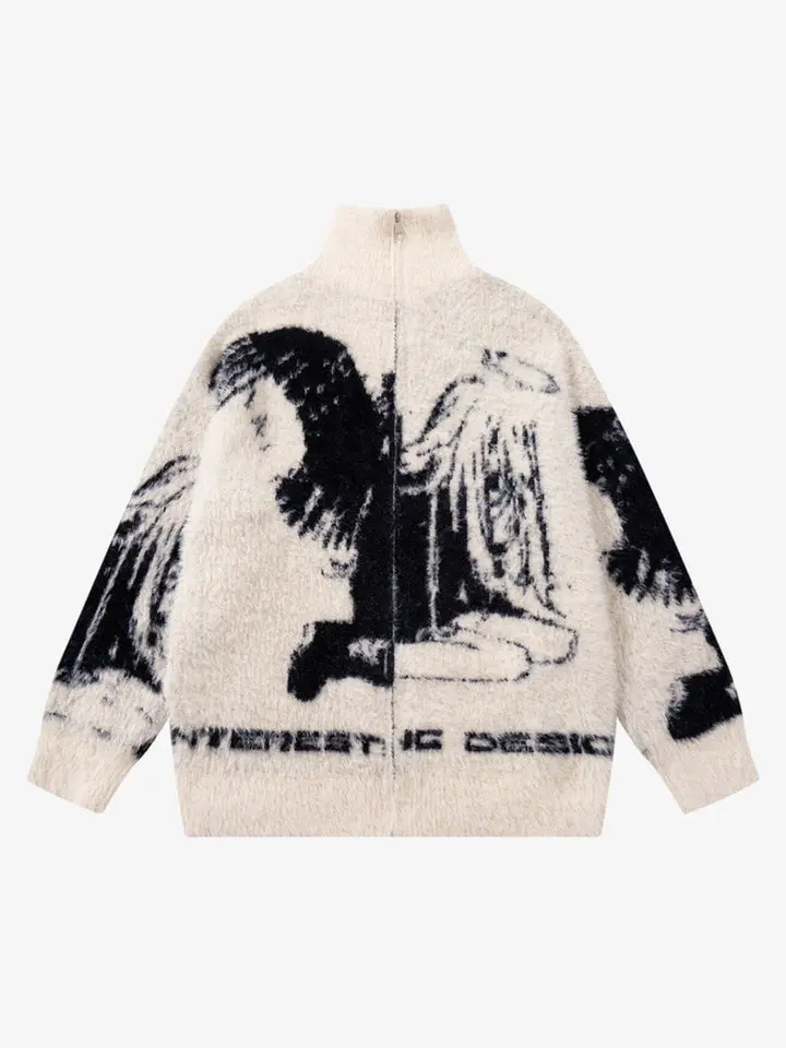 Thesupermade  Street Subculture Angel Jacquard Cardigan Sweater