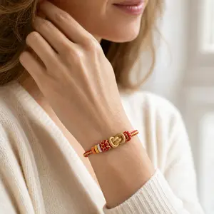 Handcrafted Woven Red Bracelet - Adjustable Sliding Knot Cuff, Unisex Daily Blessing Gift for Couples, Symbol of Love and Harmony