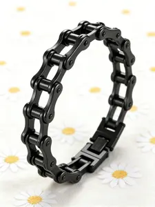 🔥 Black Stainless Steel Bike Chain Bracelet | Edgy Biker Style Jewelry, Durable & Hypoallergenic, Perfect for Men & Women Daily Wear