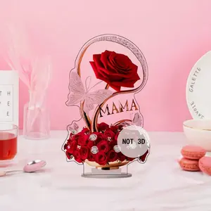 Flower Design Acrylic Rose Gift, 2D Flower Design Acrylic Rose Gift, Party Favors for Women, Birthday Gift for Mom, Gift for Girlfriend, Gift for Wife, Unique Birthday Gifts