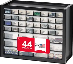 44-Drawer Organizer,, Drawers for Screws, Nuts,, Electronics,, Beads, Crafts, Building Bricks, Stackable Cabinet, Black