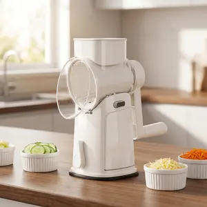 5-Blade Vegetable Chopper for Meal Prep, Mini Food Processor with Strong Suction Base & Built-In Storage – Chop, Rotary Cheese Grater with Handle, 5 Well-Designed Blades, Strong Suction Cup Base, Kitchen Utensils Vegetable Slicer Dicer Fruit Vegetable