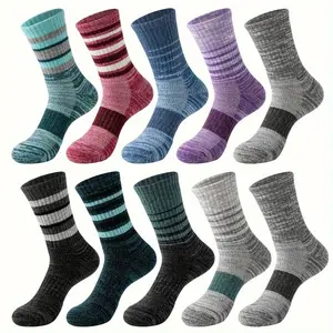 merino  socks 5pairs Christmas Mid Calf Socks Compression Support Sweat absorbing Breathable Thick Pad Holiday Gift Mountaineering Socks