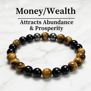 Triple Protection Bracelet for Men Women - Natural Tiger Eye, Black Obsidian & Hematite Stone Beads, 8mm Crystal Stones Fashion Jewelry Gift for Him/Her, fathers day gift summerwins