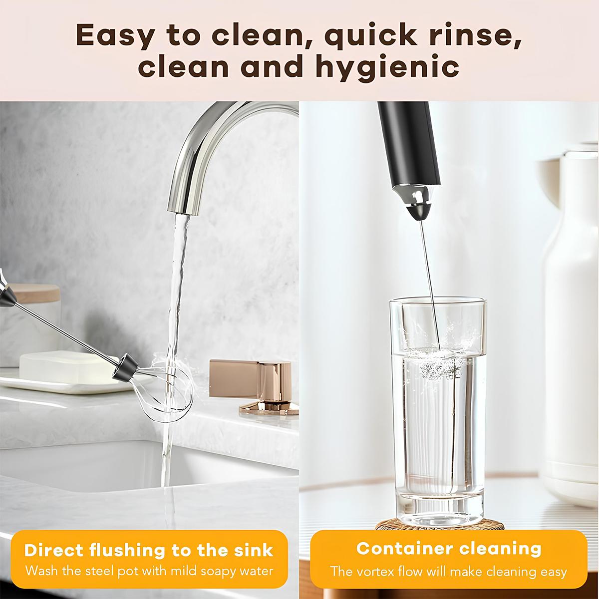 Electric Rechargeable Milk Frother, Handheld Coffee Frother with 3 Detachable Stainless Steel Whisks, 3-Speed Drink Mixer for Latte, Cappuccino, Matcha, Protein Powder, Hot Chocolate & Eggs