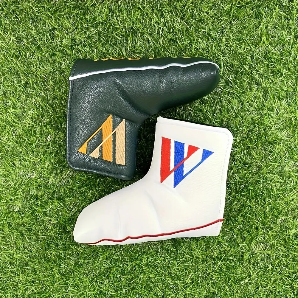 1pc Simple Embroidered Golf Putter Cover, Waterproof and Wear-Resistant, Durable PU Leather, Super Soft Club Cover, Golf Accessories, Golf Supply, Golf Gear