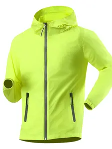5 colors available，Unisex Summer Hooded Sports Outerwear Jacket – Reflective Zipper Accents, Ultra-Thin, Breathable & UV-Protective, Quick-Dry, Windproof & Loose Fit for Outdoor Sports – Ideal for Night Running, Cycling, and Fishing