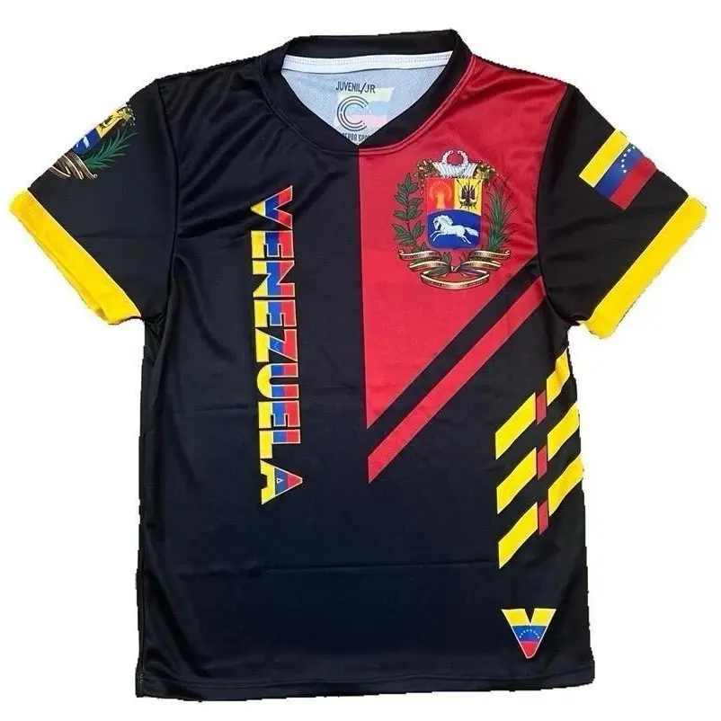 Venezuela Soccer Jersey  Unisex Black Tricolor Football Shirt | Venezuelan Pride Country Map Graphic Blockcore Streetwear Tee