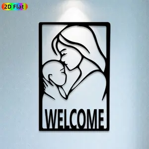 1pc Mother & Child Metal Wall Art, Heartwarming Mother & Child Statue Mural, Ideal Gift for Mother's Day, Christmas, Family Decor Enthusiasts, Rust-Resistant Metal Wall Decor Wall Sculptures,  Charming Home Accent
