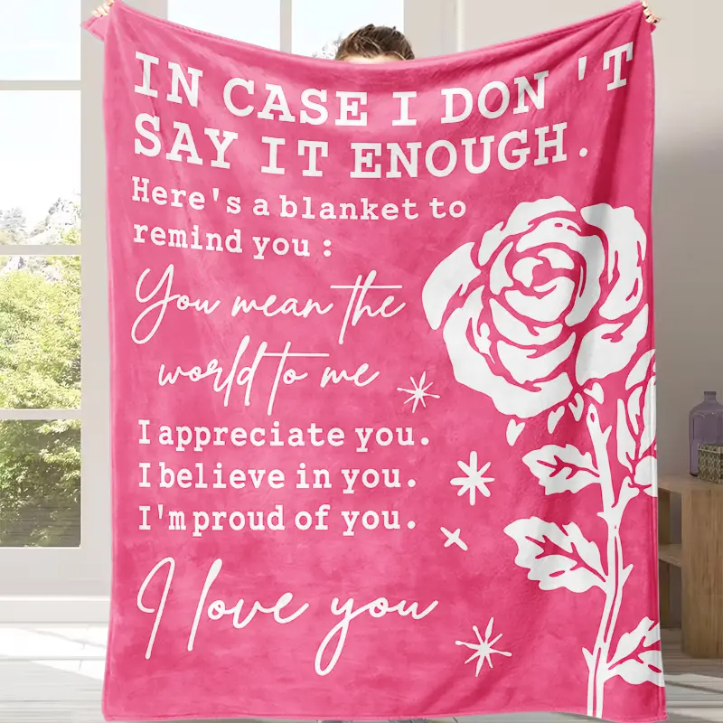 Countdown Sale! Romantic Pink Rose Print Soft Throw Blanket - Cozy Aesthetic Female Bedding Throw, Ideal for Wedding, GF Gift, Romantic Gifts for Her, All-Season Warm Nap Blanket