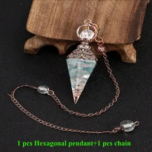 1pc Natural Stone Spirit Pendulum Pendant Latticed Chain Energy Resin for Jewelry Making Accessories Necklace