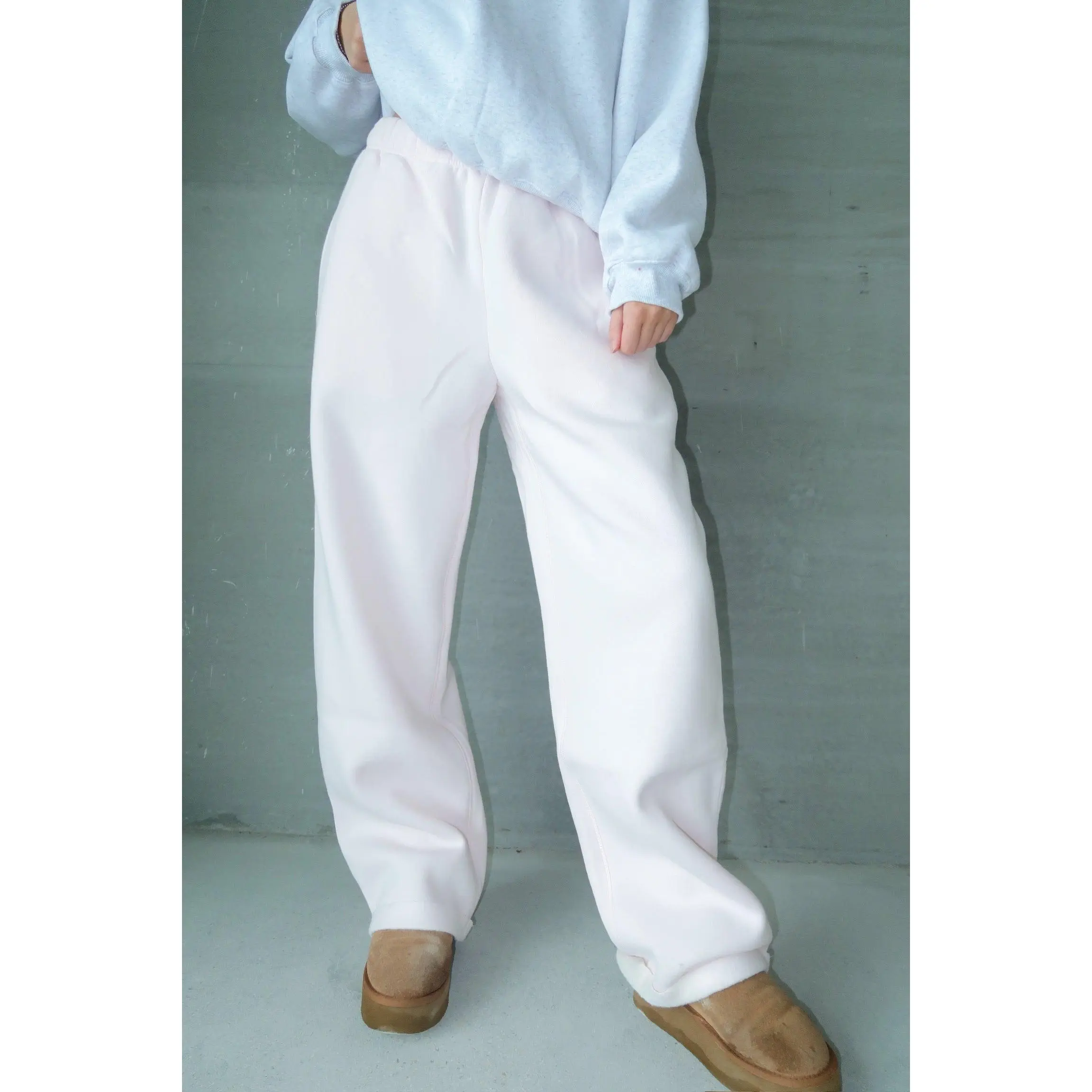 Pale Pink Staple Long Wide Leg Sweatpants
