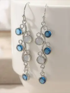 1 Pair of Vintage Vine High Quality Earrings, Paired with Blue Synthetic Zircon, Elegant Women's Jewelry, A Perfect Gift for Women's Daily Wear and Banquets