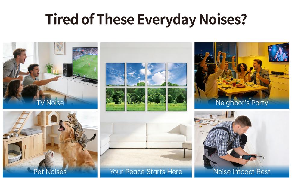 Decorative Acoustic Wall Panels 8 Pack, 48“x32” Art Sound Absorbing Panels, Soundproof Foam Panels for Bedroom, Home Theater, Studio, Office - Green Trees