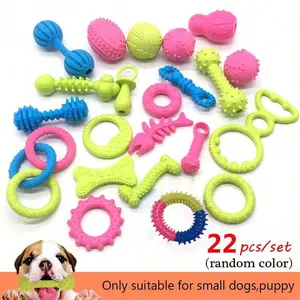 22pcs TPR Toys with Random Colors Shipped for Small and Medium-sized Dogs, Interactive toys for Biting and Cleaning Teeth, Puzzle Toys for Grinding Teeth, Anti Stuffiness and Bite Resistant Toys
