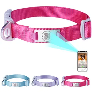 ADVENTUREMORE Smart ID Tag QR Code Nylon Dog Collar-Prevents Small, Medium, Large Dogs from Getting Lost at Night, Displays Owner and Pet Details - Durable, Adjustable