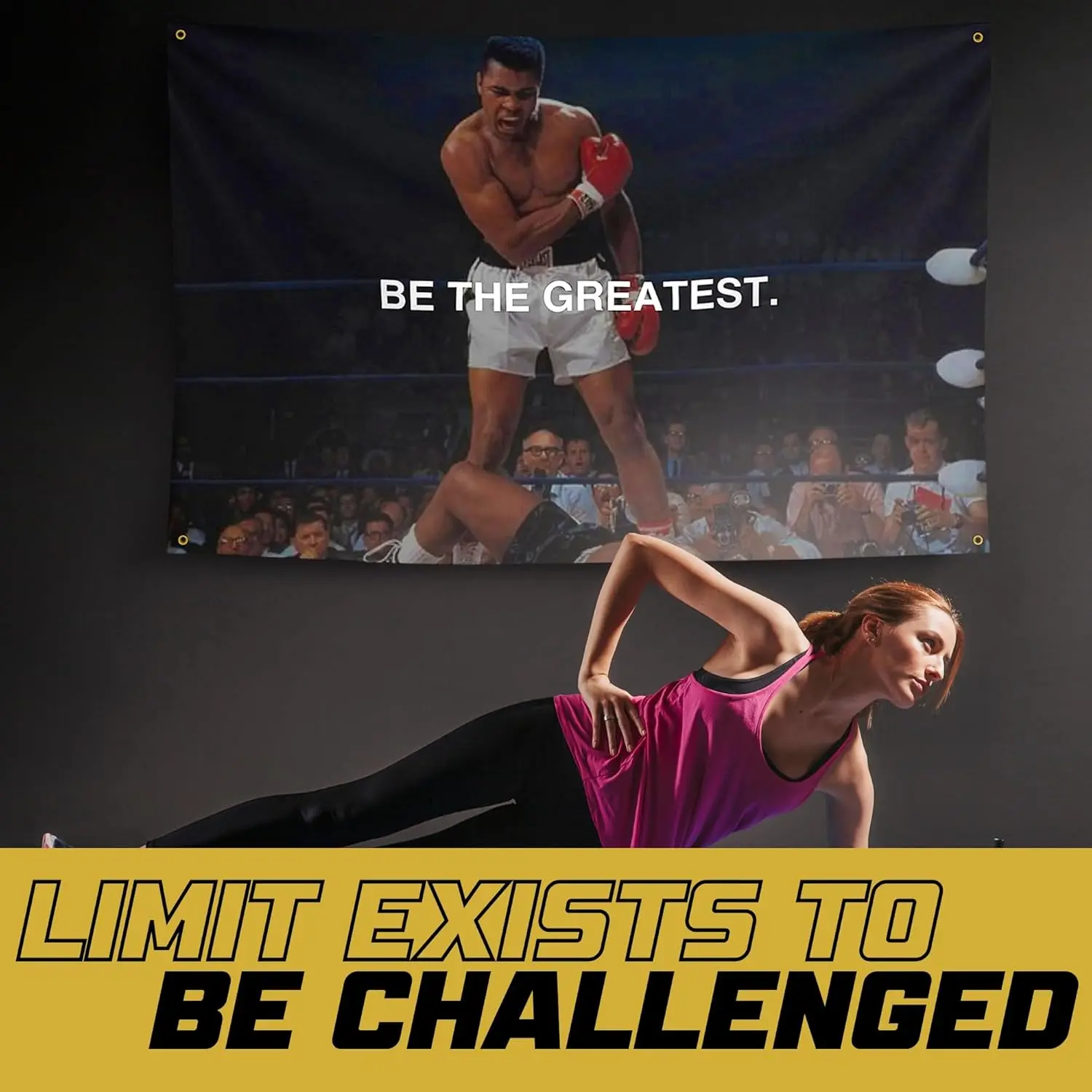 60in x 40in   tapestry Gold Trident Be The Greteast Motivational Gym Banner - Inspire Your Workout with this Banner - Perfect Fitness Wall Decor for Gym, Dorm - Stay Motivated with Cool Motivation Art  poster  home decor banner wall art bedroom Living Roo