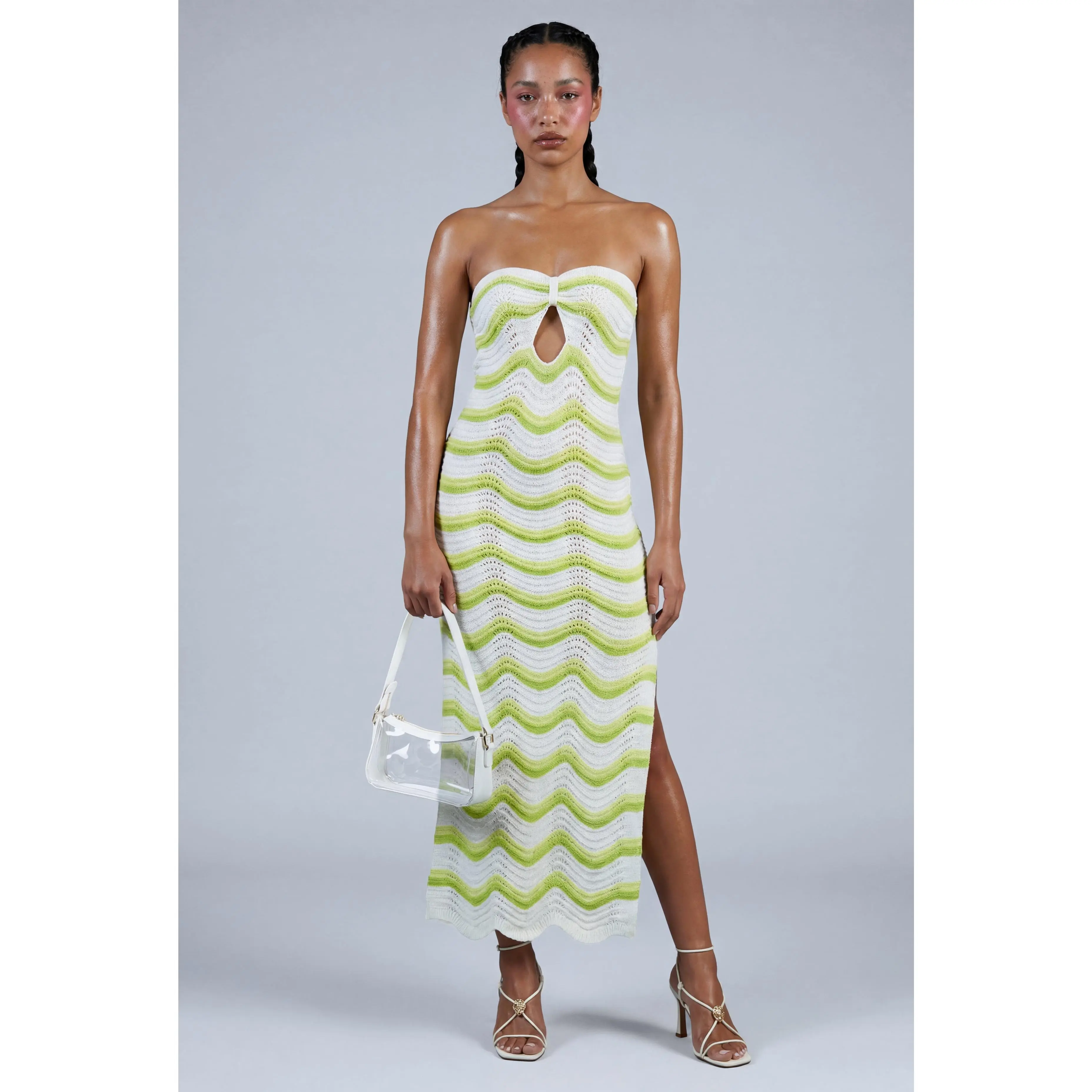 Chevron Keyhole Maxi Dress
