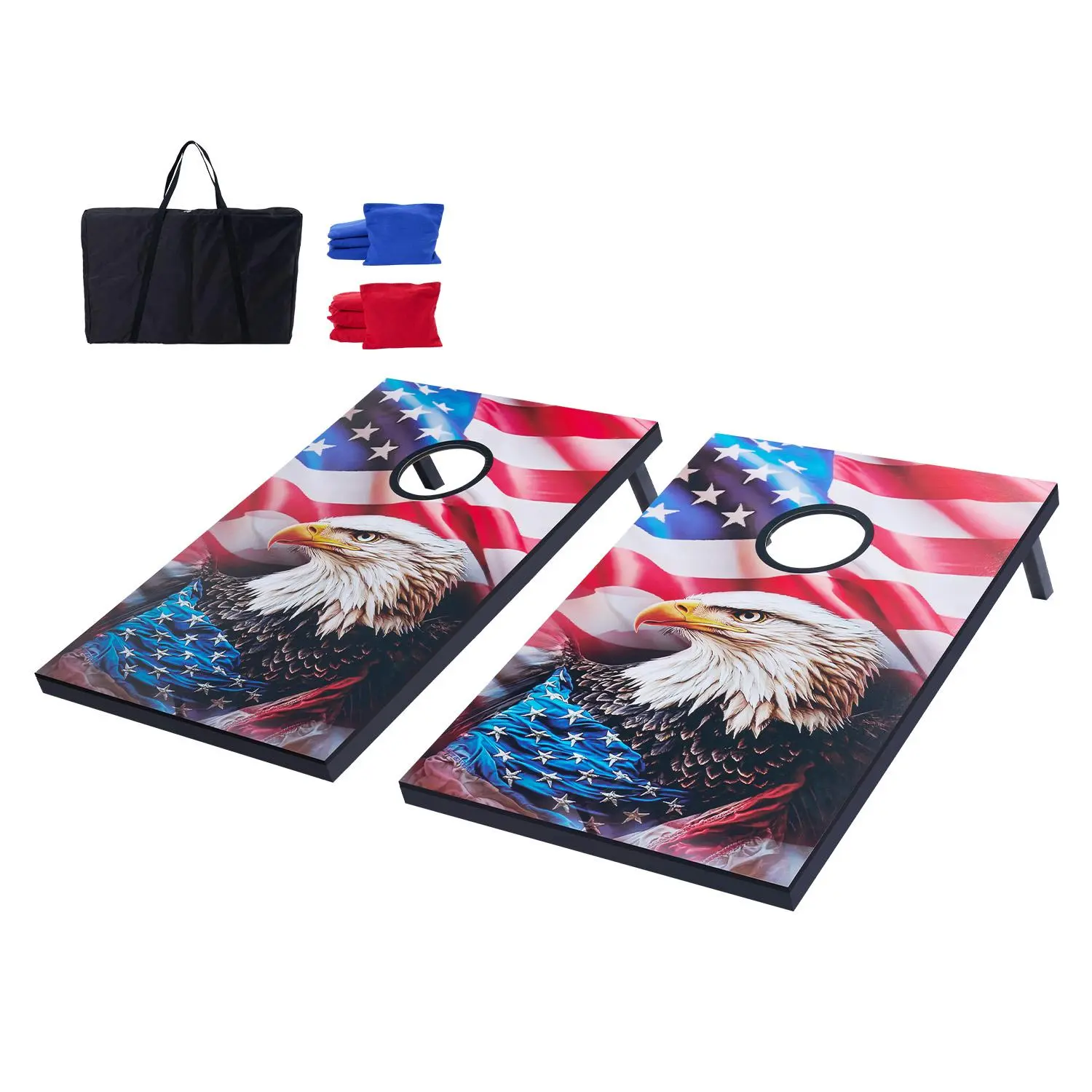 【summerfinds】VEVOR Cornhole Set, 3x2 ft Corn Hole Game Boards, MDF Wood Portable Toss Board, Indoor and Outdoor Cornhole Play for Adults, Include 8 Bean Bags and Carrying Case, for Yard, Backyard, Beach, Camping