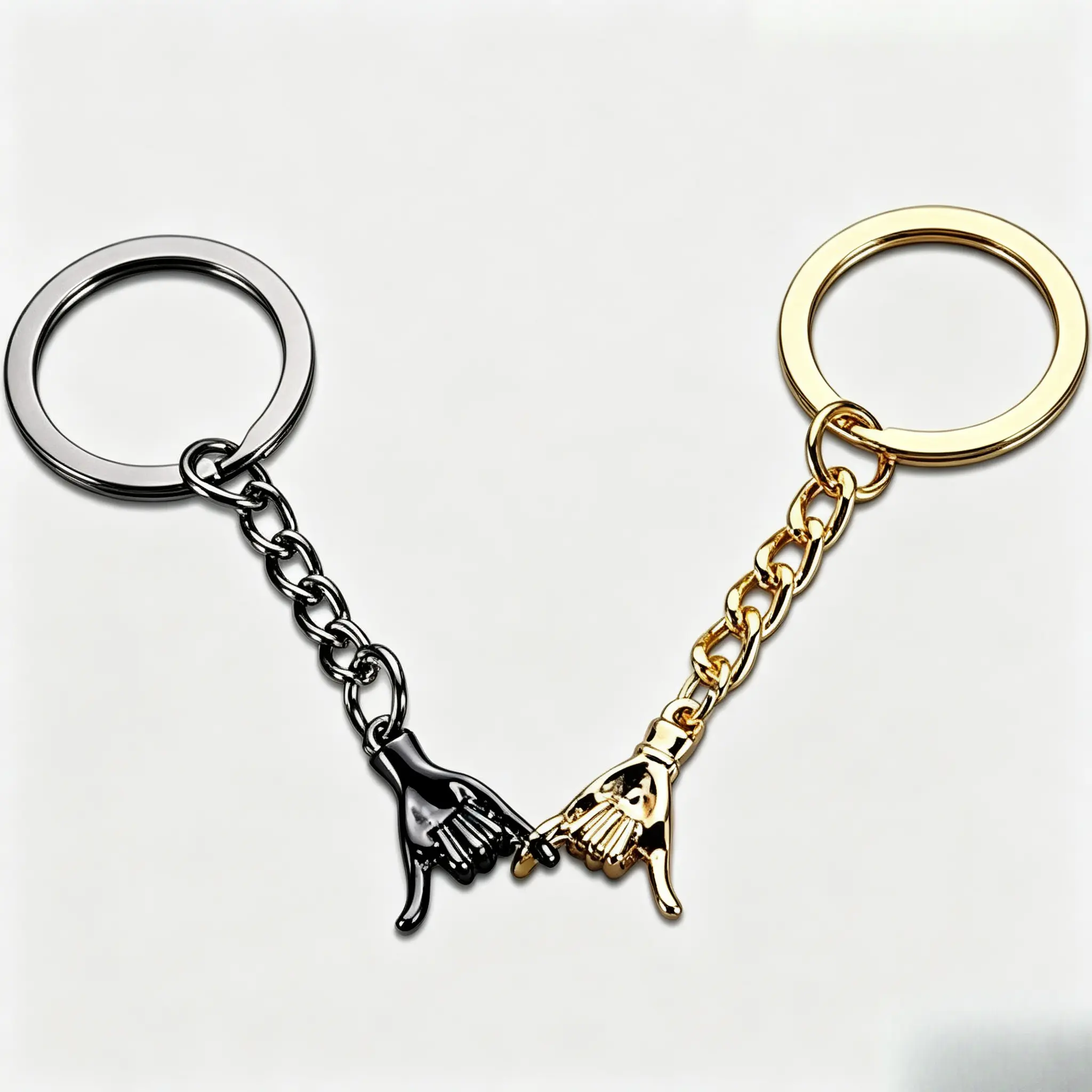 Unisex Matching Pair 2pcs Alloy Magnetic Click Keychain Set, Romance Hands Linked Pinky Promise Keepsake - Friends Him Her Birthday Gift, Durable Fashion Accessory