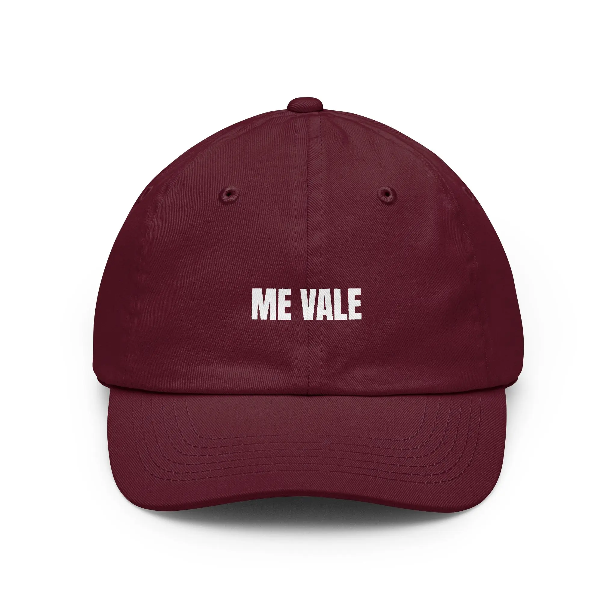 ME VALE Unisex Cotton Dad Hat - Spanish Phrase Embroidered, Minimal Text, Casual Baseball Cap for Daily Wear, Stylish Look