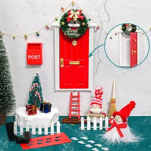 24 Pcs Cute Elf Door Set Fairy Doors Outdoor Decor for Child Fairy Tale Ornaments for Thanksgiving Decor and Christmas Garden Gnomes Flowers Wind Chimes Garden Border Fence Garden Stones Decoration