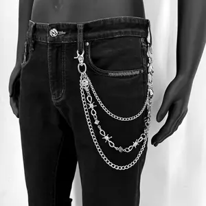 Punk Rocker Party Chain Jeans Pants Chain Rivet Wallet Chain Key Chain Men