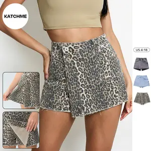 KatchMe Women's Leisure Layered High Waist Raw Hemline Denim Skorts, Chic Streetwear Outfits, Versatile Women's Bottom, Women's Summer Shorts