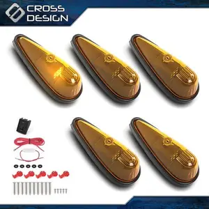 CROSSDESIGN Amber Front Teardrop Cab Marker Lights, 5 PCS with 9 LED Bulbs, Fit for Motorhome RV Truck